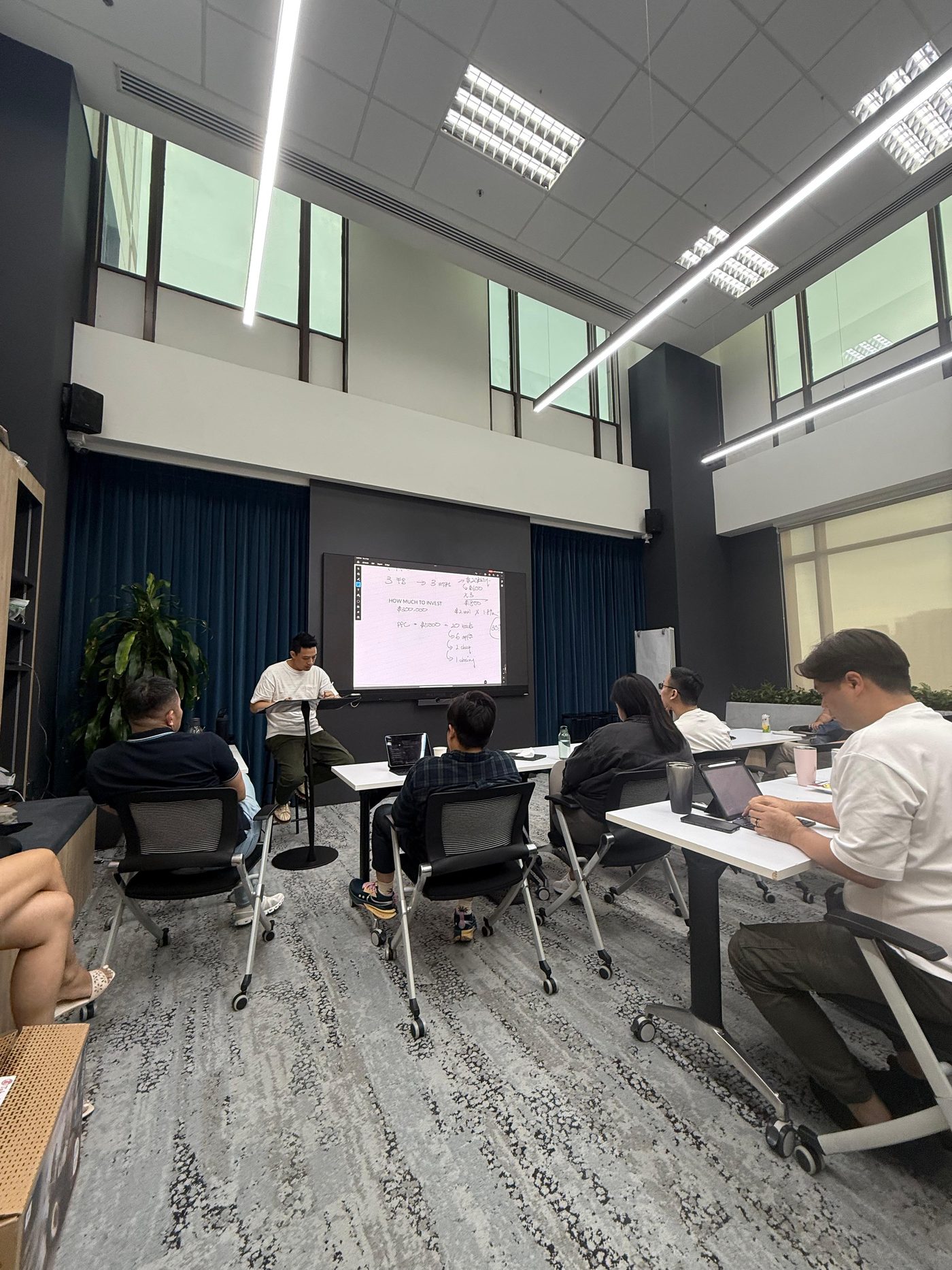 Investment calculations on digital whiteboard